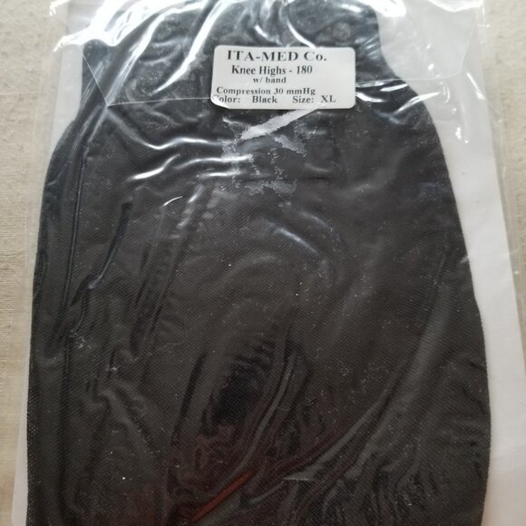 ITA-MED Knee Highs - 180 with band - Compression 30mmHg- XL - Black - NWT - … - Picture 2 of 3